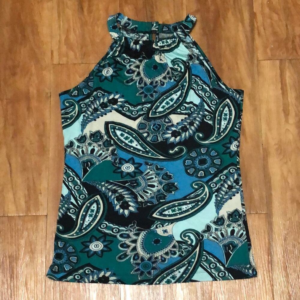 Ann Taylor Petites Paisley Floral Sleeveless High Neck Top Size Small Petite